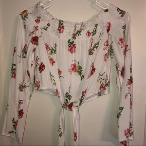 L.A. Hearts Floral Off the Shoulder Crop Top